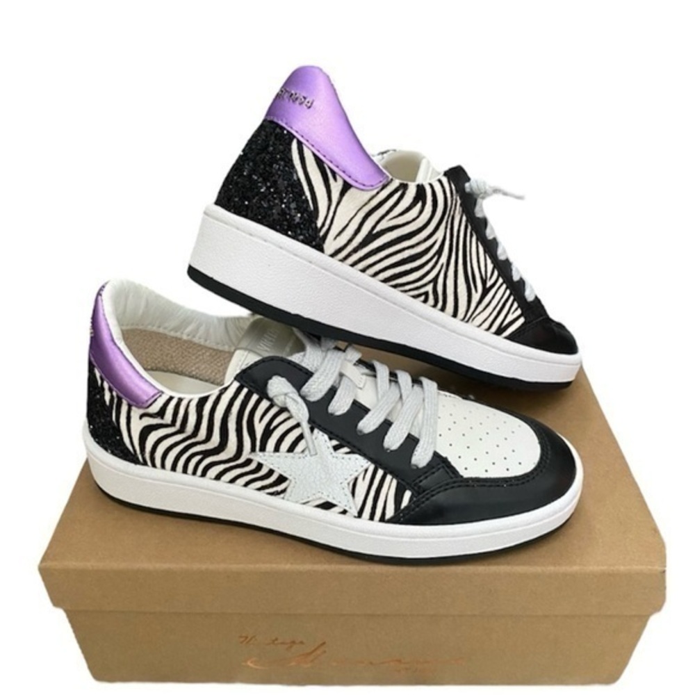 Vintage Havana Fey Sneaker Size 6.5 New in Box - Zebra Print Black Purple